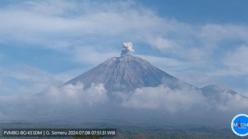 Gambar gunung Semeru yang kembali erupsi sejak dini hari (Dok. Ist)