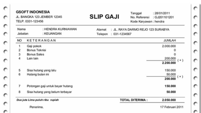 Ilustrasi slip gaji palsu (Dok. Ist)