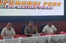 Konferensi per Polda Maluku Utara terkait kasus terbakarnya speedboat Benny (Dok. Ist)