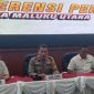 Konferensi per Polda Maluku Utara terkait kasus terbakarnya speedboat Benny (Dok. Ist)