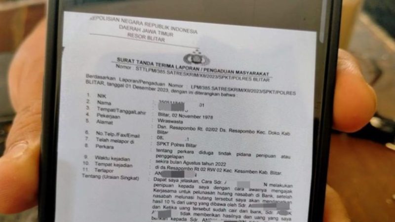 Surat tanda laporan yang diberikan oleh pihak kepolisian (Dok. Ist)