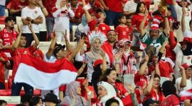 Suporter timnas Indonesia saat melawan Bahrain 
(Dok. Ist)