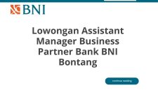 Lowongan Assistant Manager Business Partner Bank BNI Bontang