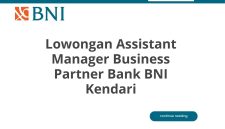 Lowongan Assistant Manager Business Partner Bank BNI Kendari