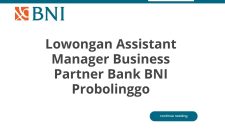 Lowongan Assistant Manager Business Partner Bank BNI Probolinggo