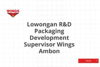 Lowongan R&D Packaging Development Supervisor Wings Ambon