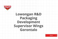 Lowongan R&D Packaging Development Supervisor Wings Gorontalo