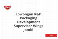 Lowongan R&D Packaging Development Supervisor Wings Jambi