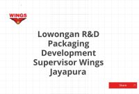 Lowongan R&D Packaging Development Supervisor Wings Jayapura