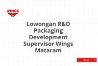 Lowongan R&D Packaging Development Supervisor Wings Mataram