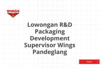 Lowongan R&D Packaging Development Supervisor Wings Pandeglang