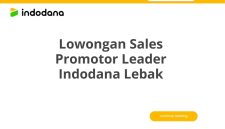 Lowongan Sales Promotor Leader Indodana Lebak