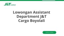 Lowongan Assistant Department J&T Cargo Boyolali