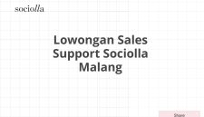 Lowongan Sales Support Sociolla Malang