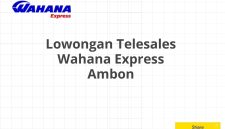 Lowongan Telesales Wahana Express Ambon