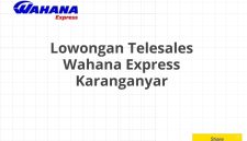 Lowongan Telesales Wahana Express Karanganyar