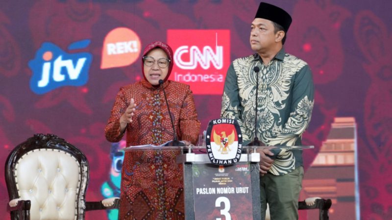 Tri Rismaharini saat mengikuti debat Pilgub Jatim 2024 (Dok. Ist)