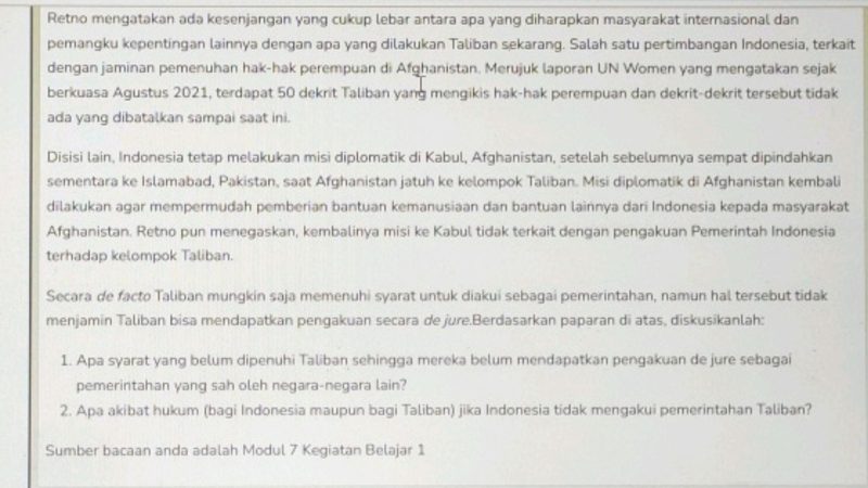 Apa Syarat yang Belum Dipenuhi Taliban Sehingga Mereka Belum Mendapatkan Pengakuan De Jure? Ini Faktanya! (Dok. Ist)