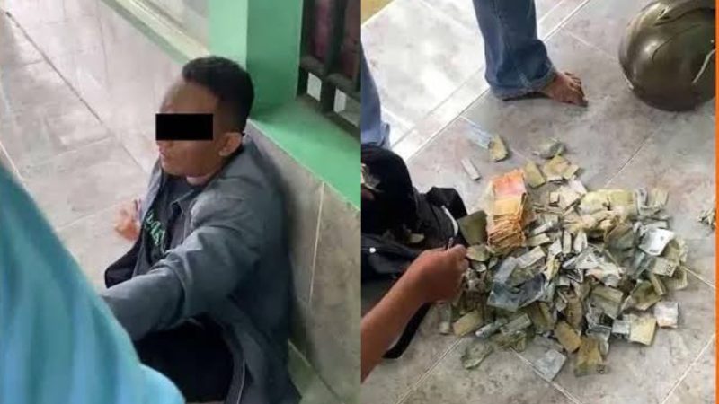 Pria Pencuri Kotak Amal di Mushola Bojonegoro Diamankan Warga (Dok. Ist)