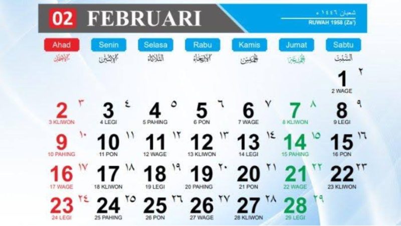 Kalender Jawa Februari 2025 (Dok. Ist)