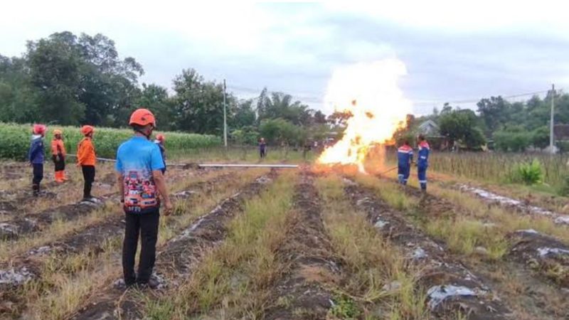 Gas Bocor dari Sumur Bor Masjid di Bojonegoro (Dok. Ist)